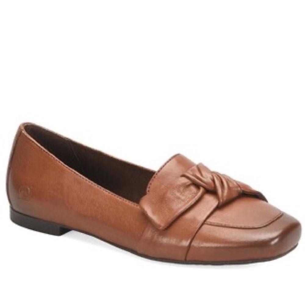 Born Carrine Bow Detail Leather Slip On Loafers
